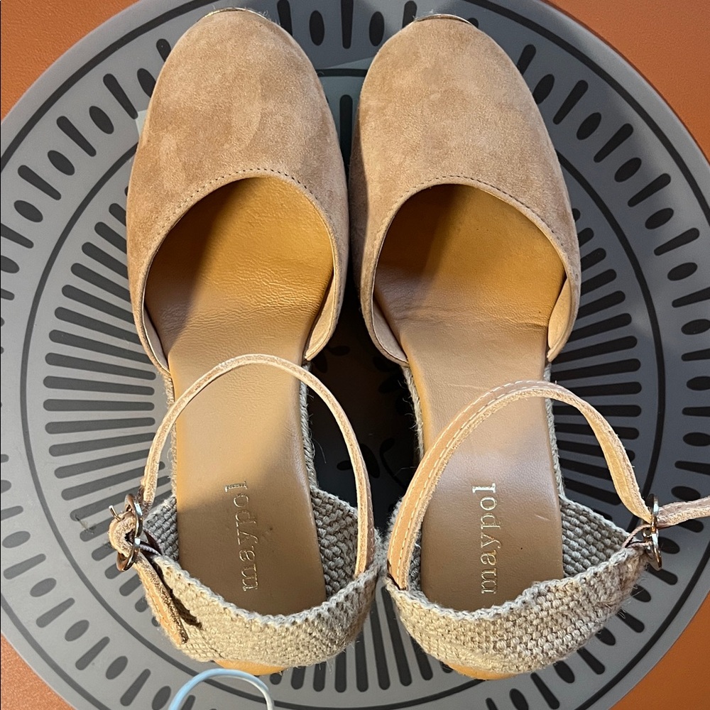 Maypol Tan Espadrille Wedge Sandals - Picture 4 of 6